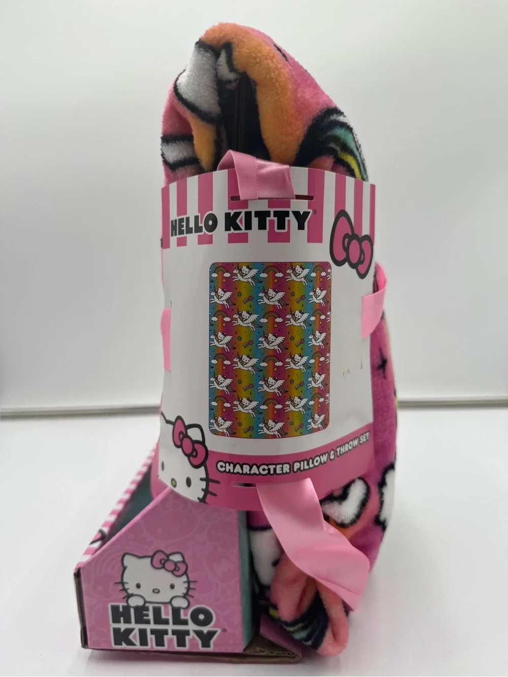 Hello Kitty Rainbow Unicorn Pillow Throw Blanket Set 40x50 13in NWT Sanrio
